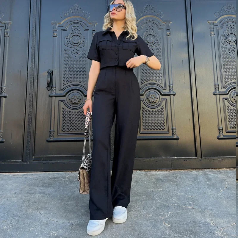 Womens Summer Elegant Short Sleeves Fashion Casual Clothing 2Piece Set Fashionable Womens Clothing In Stock 2024 250609