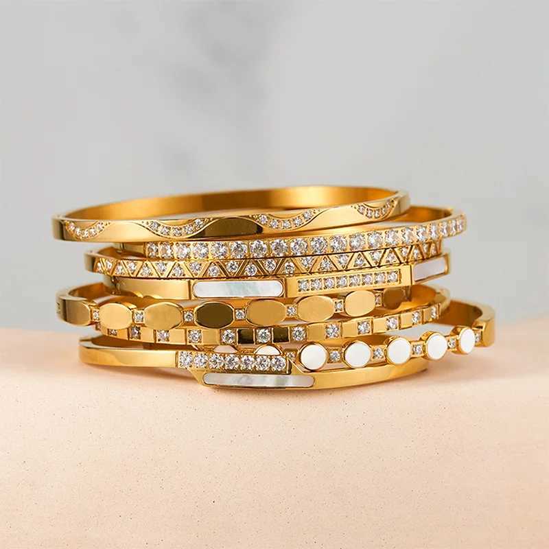 FYSARA Luxury Stainless Steel Crystal Minimalist One Row Zirconia Thin Bangles for Women Jewelry Wholesale Customize Z250616