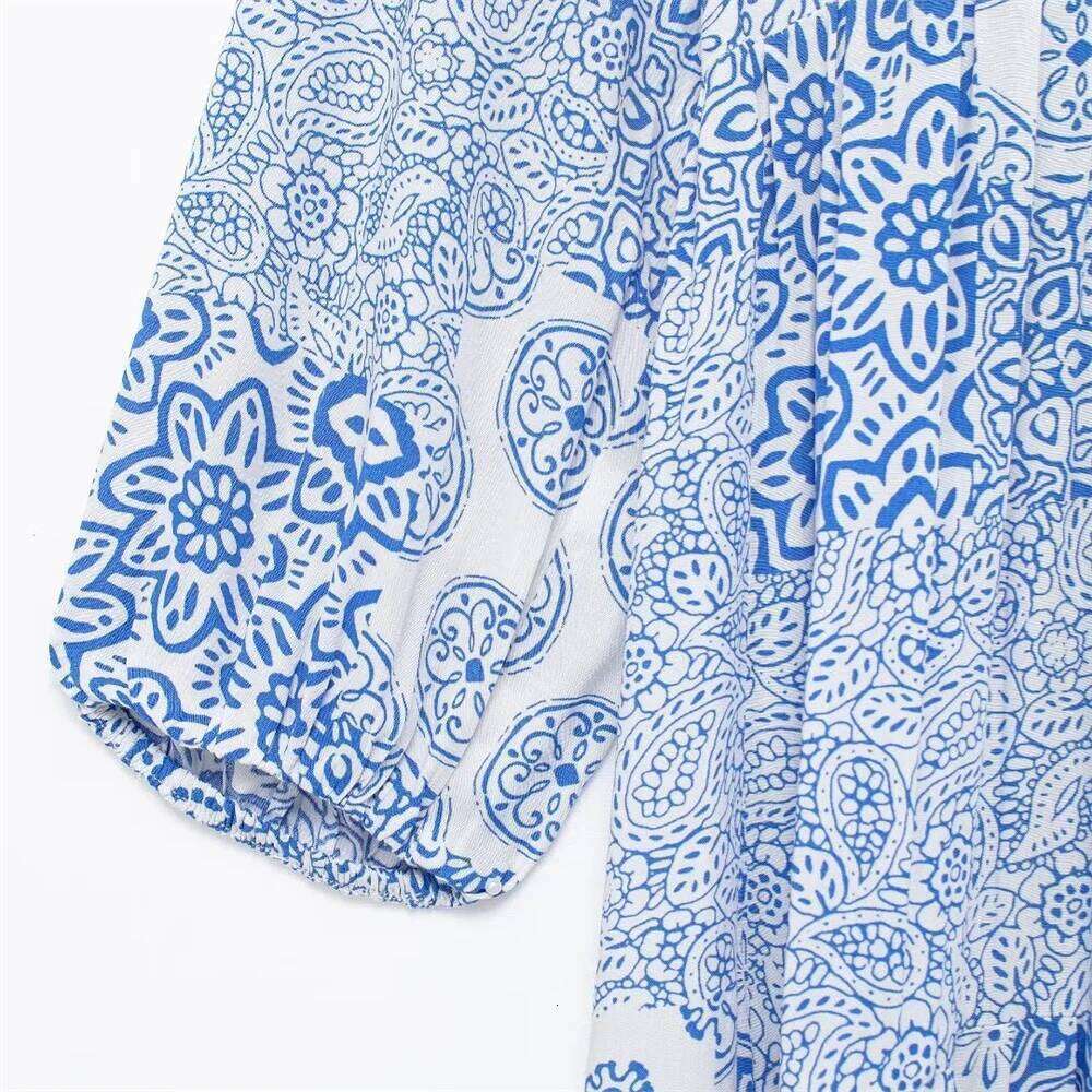 2025 Summer New Product Women's Fashionable And Western Style Leisure Print Layered Panel Dress