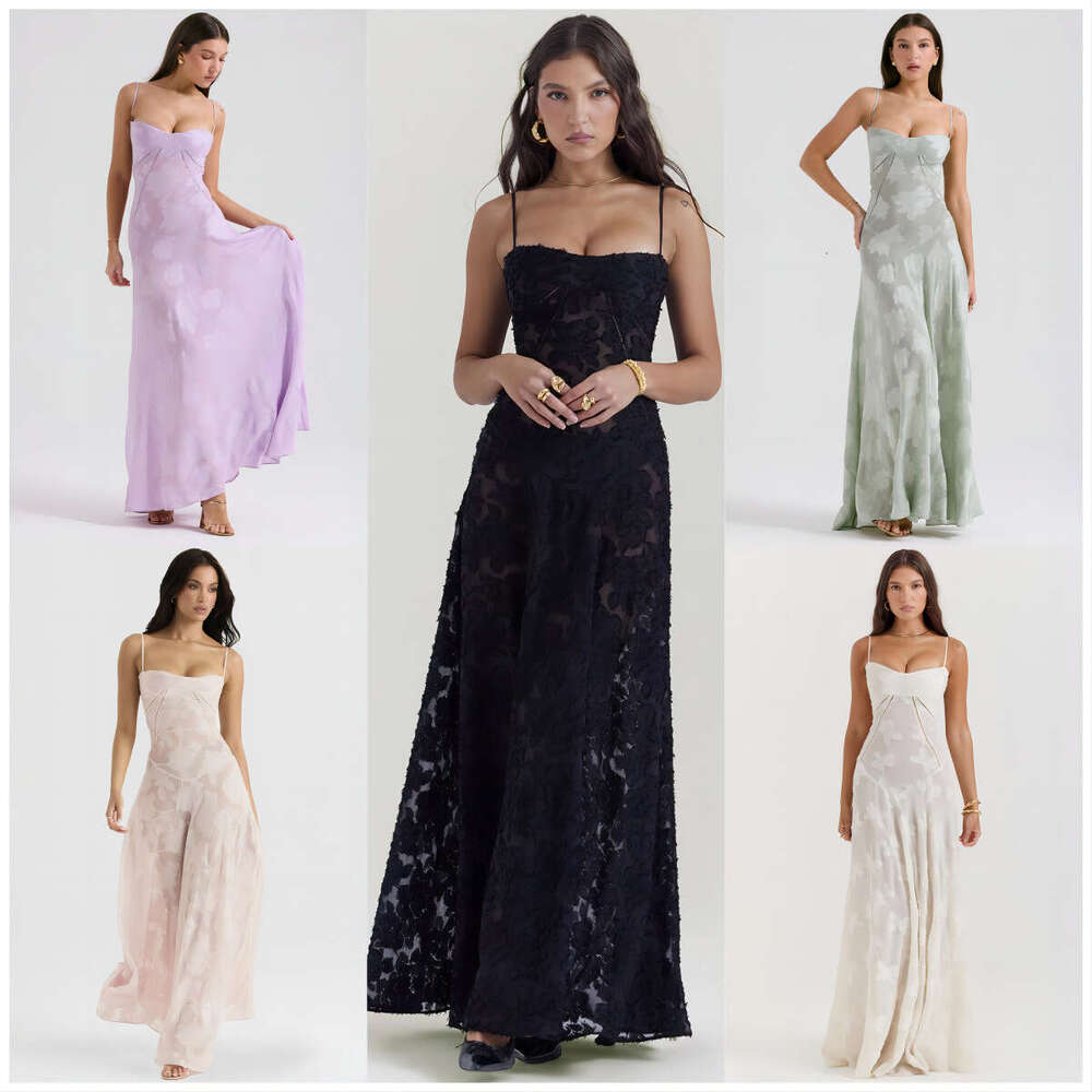 French Style Lace Strap for Women Trend Summer Autumn Fairy Dress Vacation Casual Mid-Length 2025 New Versatile Fashion Clothing