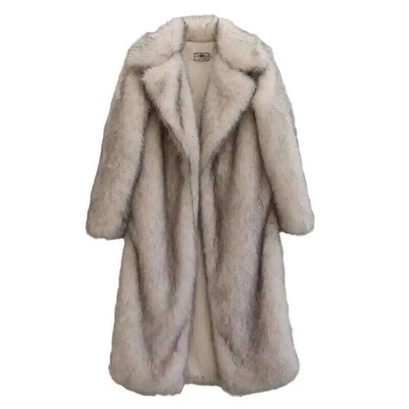 PFHQ Men's Mink Fur Coat Winter Warm Fashion Imitation 2024 Solid Color Long Sleeve Male Tops Korea fashion 21Z7156