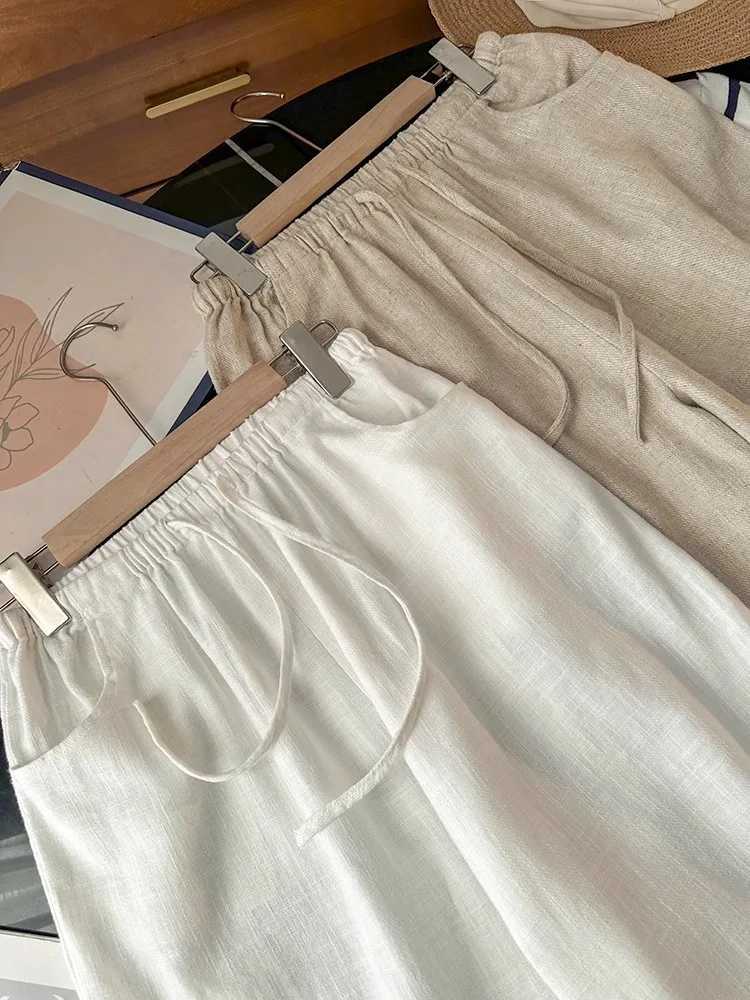 Washed Linen Wide Leg Pants Casual Cotton Linen Loose Feel Womens New Style Comfortable Loose Fit Trousers FashionableXJ250616