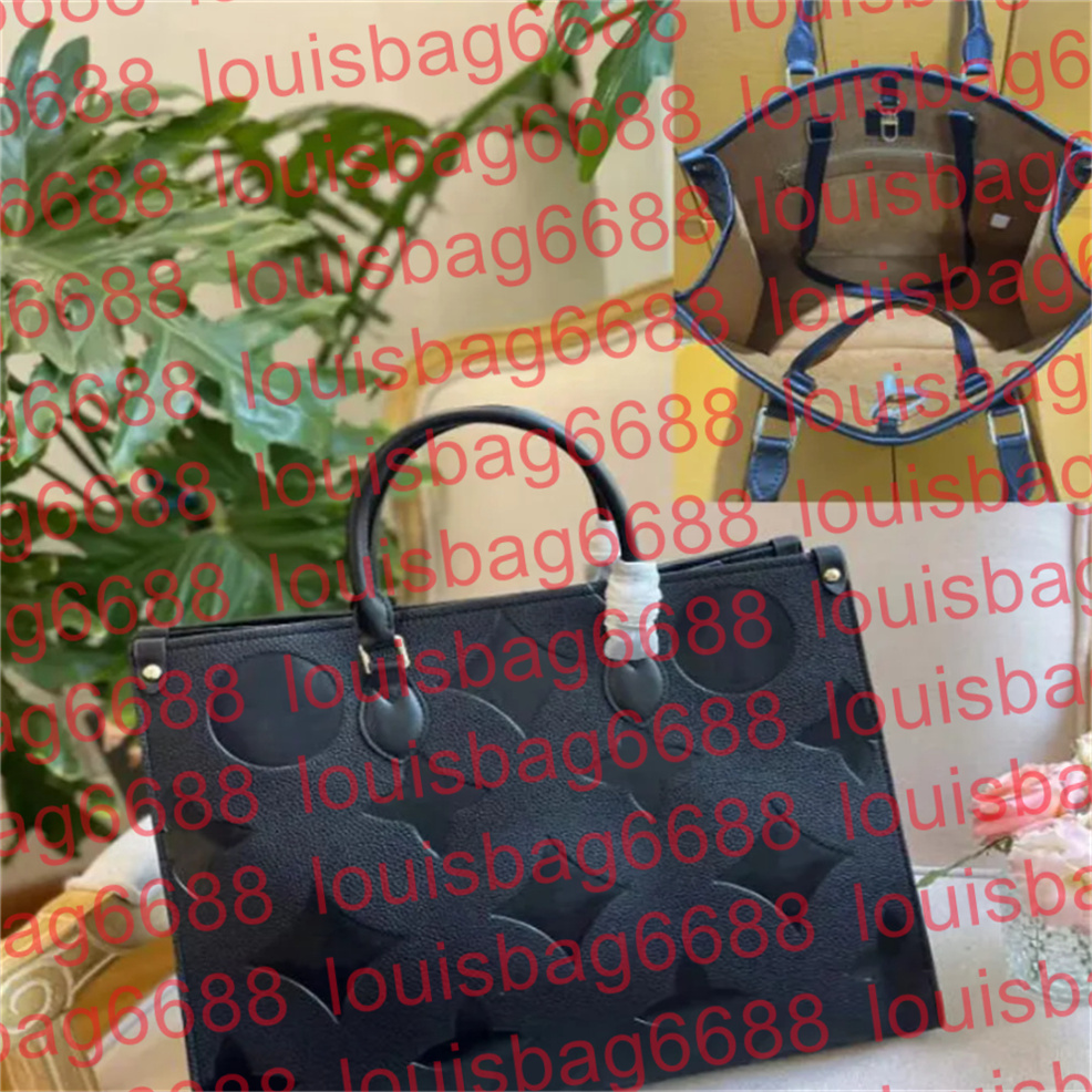 2025 Designer Bag On the go Embossed Black Flower Large Capacity GM MM Size Tote Bag Fashion Women Shoulder Bags Handbags Lady Crossbody Luxurys Female backpack Purse