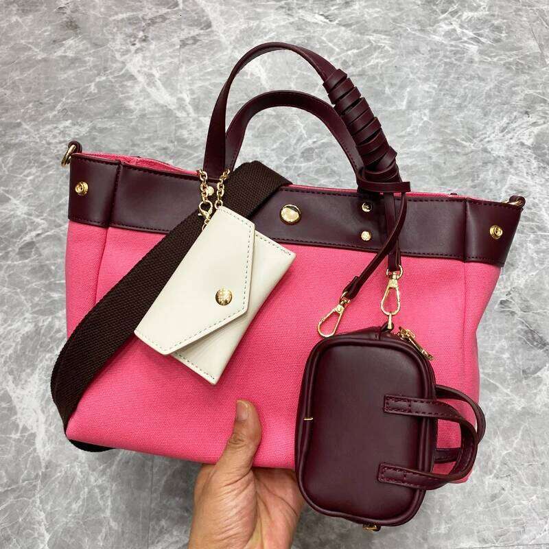 Women's Bags Designer Fashion Canvas Composite Tote Bags For Women Designer Handbag Purses New In Rivet Pockets Combination Cloth Shoulder