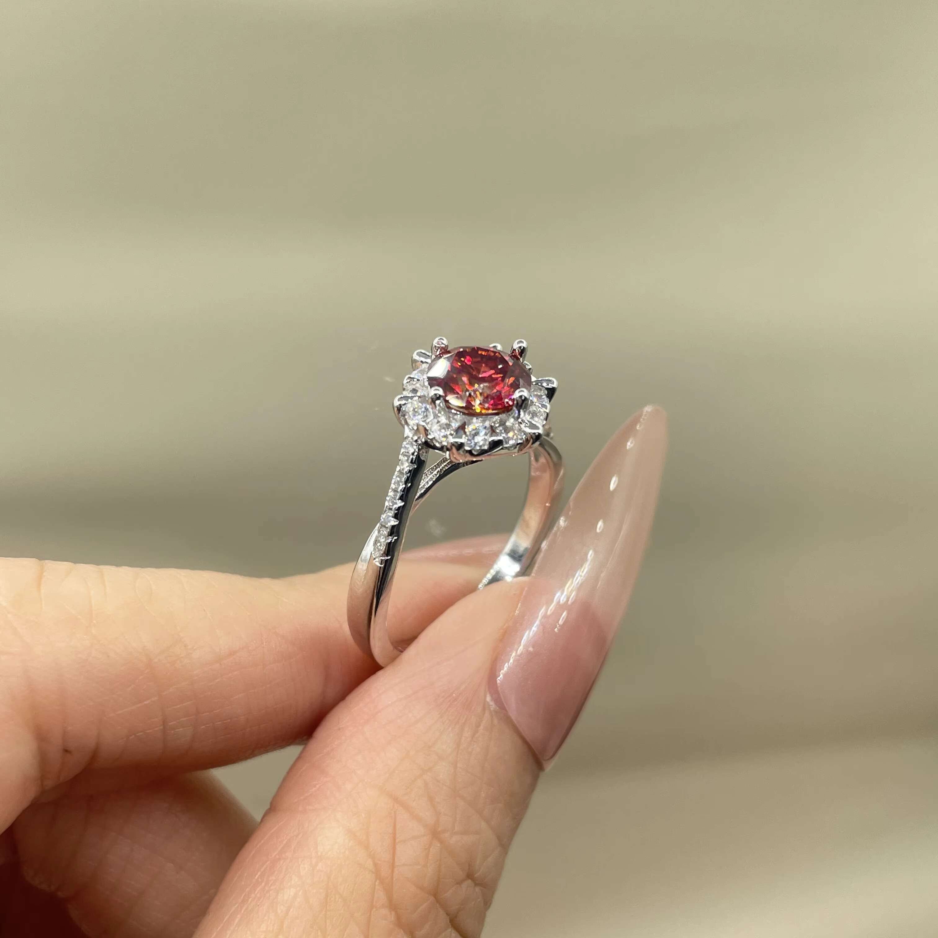 Luxury Black Pink Moissanite Diamond Wedding Rings for Women VVS 1 Carats D Color Snowflake Shape 925 Silver for Engagement