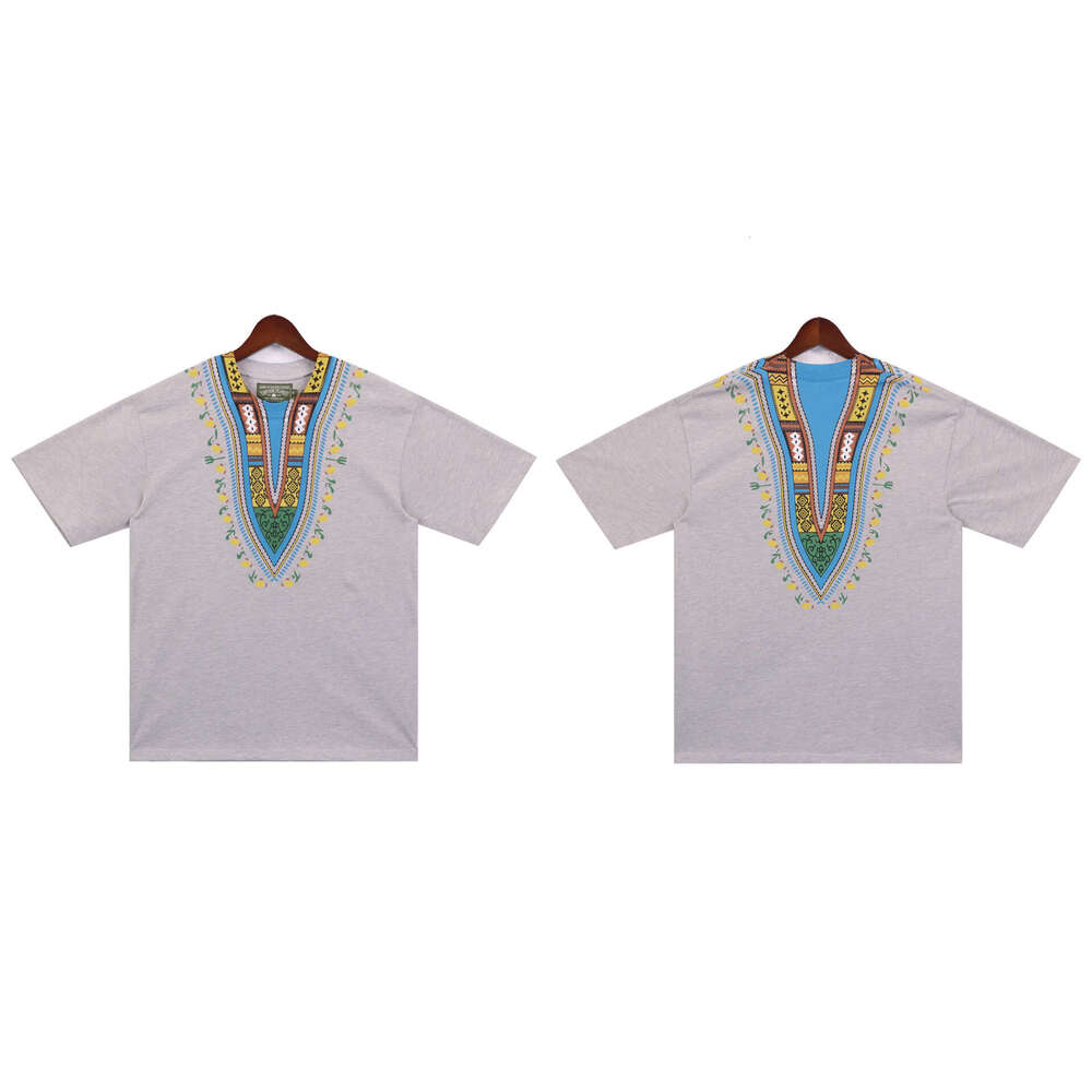 25FW High Street Paisley Ethnic Print Unisex Couple Student Crew Neck Short Sleeve T-Shirt Trendy Style