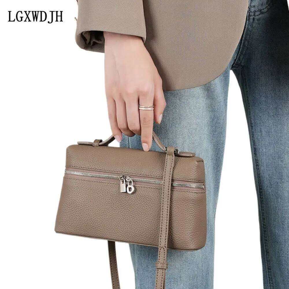 Designer bag 52 Niche versatile and durable women's shoulder 2025 fashionable top-grain cowhide crossbody bag Double zipper new handbag