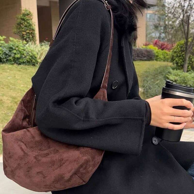 Women's Bags Designer Korean Vintage Hobos Bags For Women Designer Handbag Purses New In Faux Suede Small Soft Underarm Shoulder Crossbody