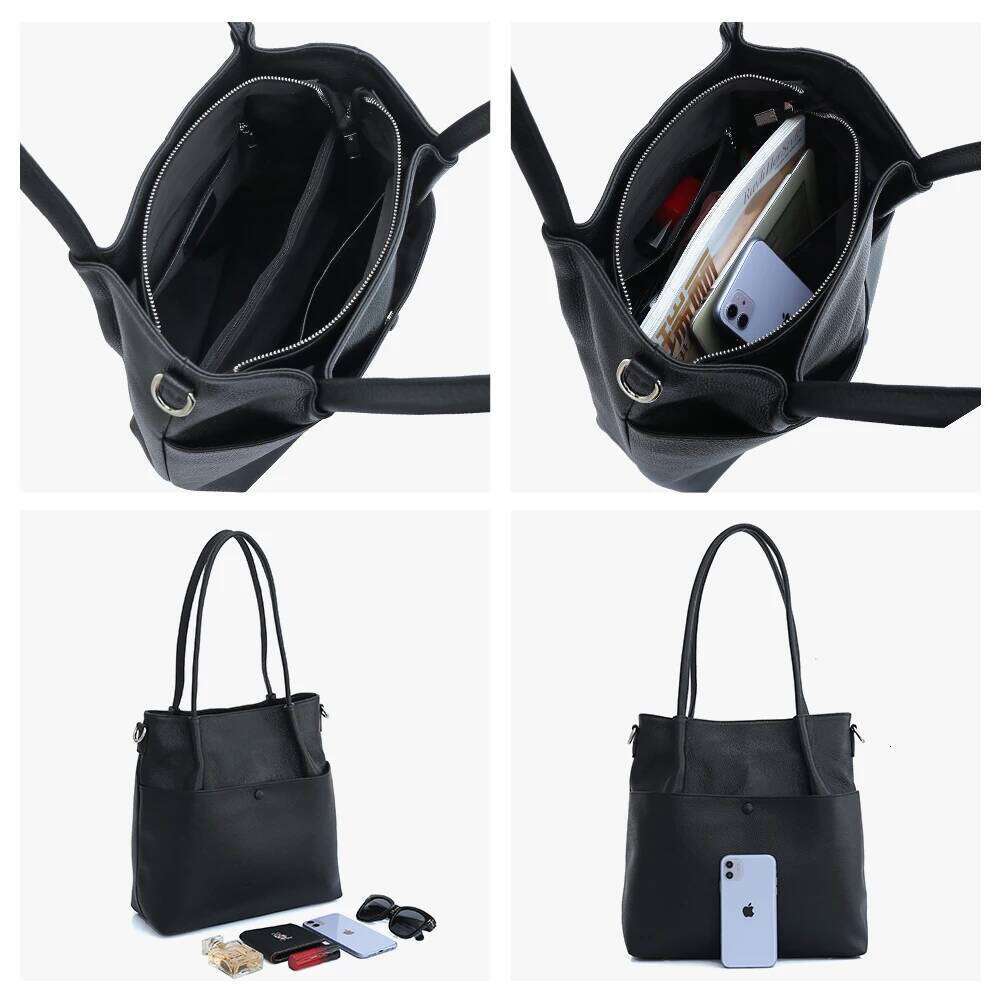 Zency Women Bucket Bag Genuine Leather Large Capacity Shopper Casual Handbag Female Crossbody Shoulder Tote Bags