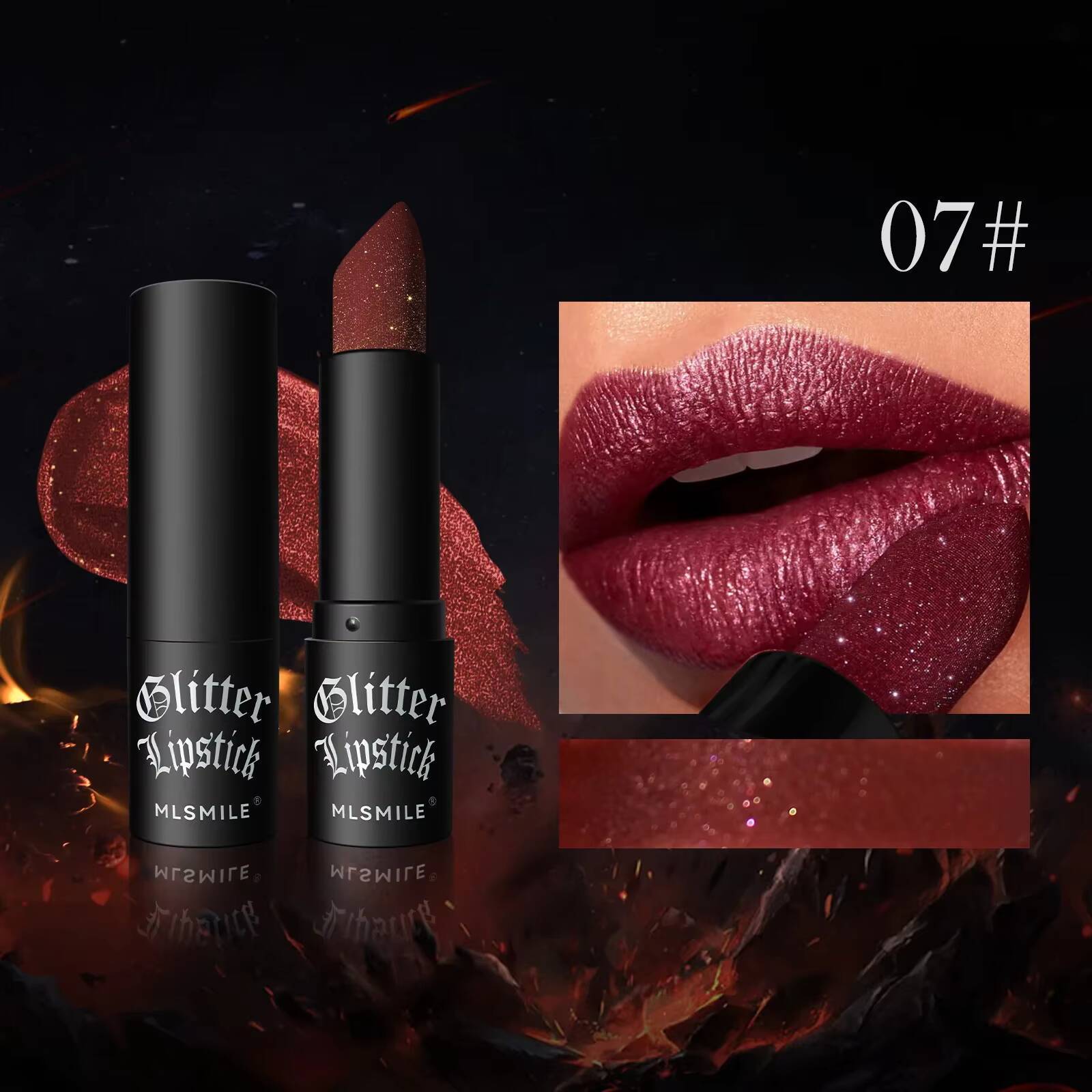 Waterproof Glitter Lipstick 7 Colors Long Lasting Non-stick Cup Velve Matte Red Metallic Sexy Shimmer Lip Sticks Makeup Cosmetic happy