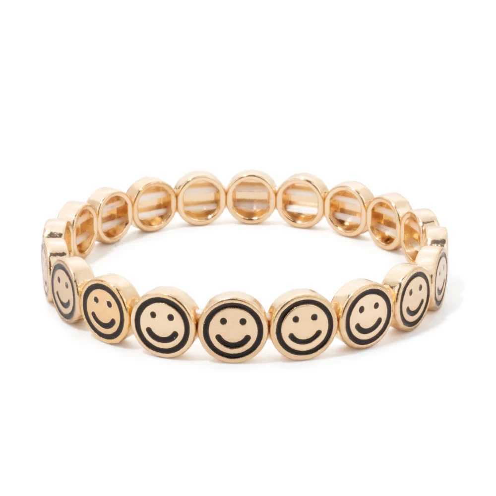 BEUTIFOR Alloy Happy Face for women Crystal Beads Drip Oil Gold Color Bangle 2024 Fashion Jewelry Z250616