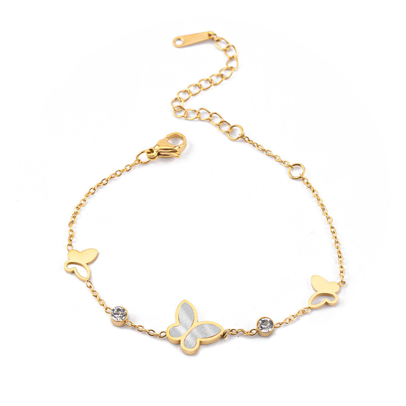 Fashionable Light Dia-Studded Shell Butterfly Bracelet for Women, Simple Titanium Steel, Non-Fading, Versatile, High-End Sense Jewelry