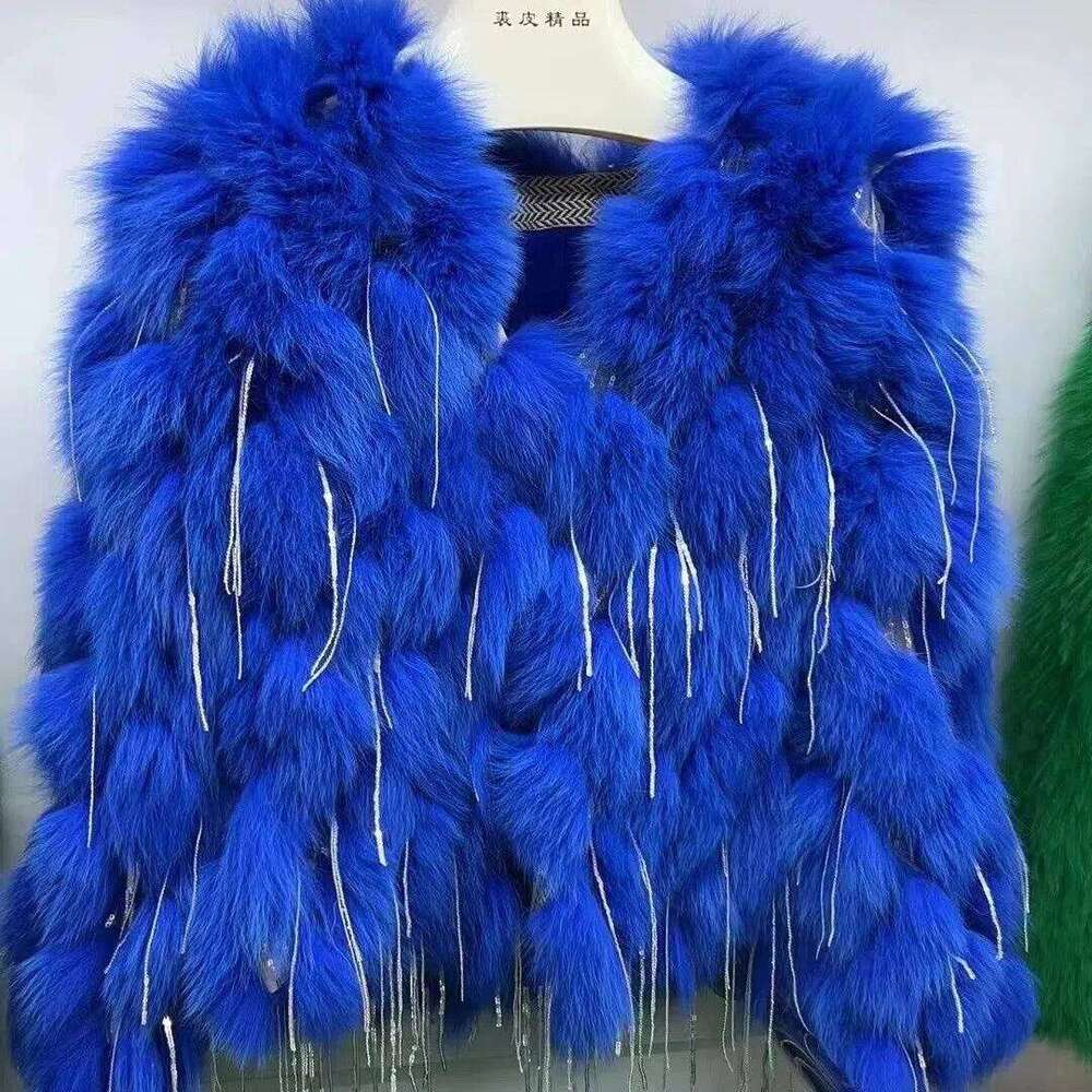 Hot Sales New Real With Tassels Fashion Winter Warm Women Coats Natural Fox Fur Coat Thick Jackets