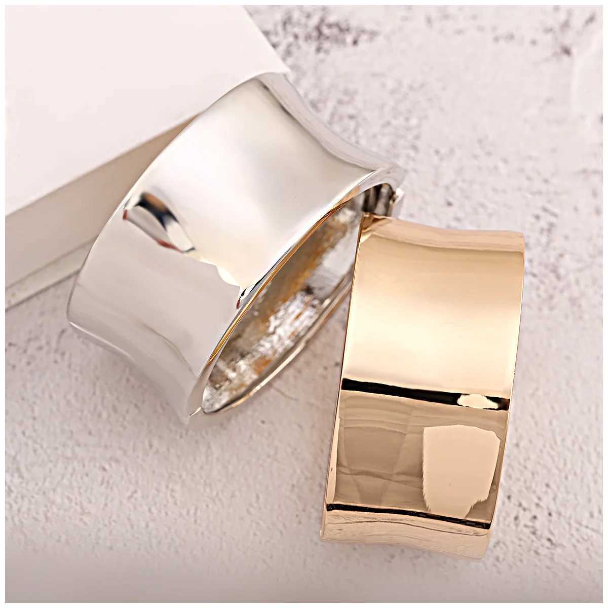 Minimalist Punk Cuff Bangles Vintage Punk Chunky Metal Gold Silver Color Geometric Bangles Women Hip Hop Jewelry Gifts Z250616