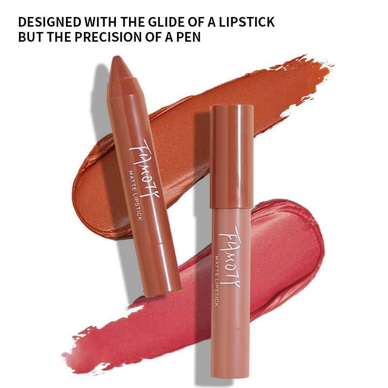 12 Colors Matte Pen Waterproof Velvet Nude Lipstick Pencil Sexy Red Brown Pigments Lips Makeup Long Lasting Lip Tint happy