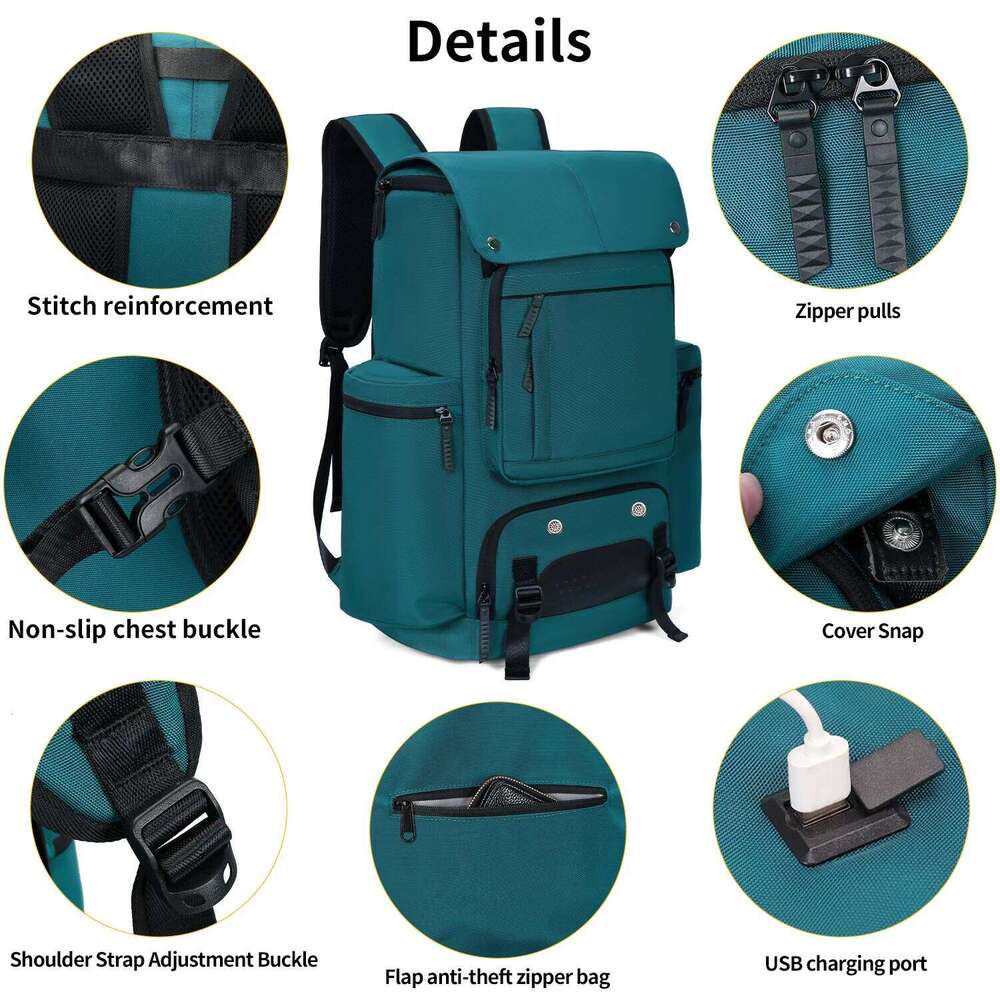 Men's Hiking Laptop Backpack, Business Casual Mountaineering Fiess Backpack (With USB Charging Port