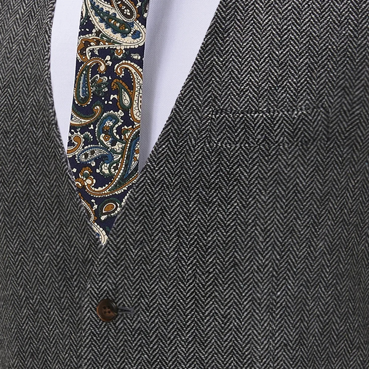 Deep V-Neck Suit Vests Classical Formal Business Herringbone Wood Waistcoat Slim Fit Mens Vest For Wedding 250614