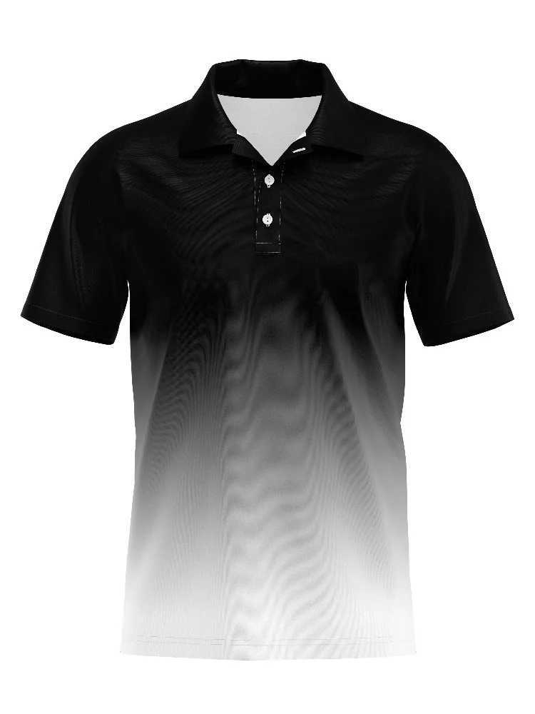 Mens Shirts Color Blocking Three-dimensional 3D Printing Mens Fashion Buttons Short-sleeved T-shirt Mens Polo Shirt Tops W250616