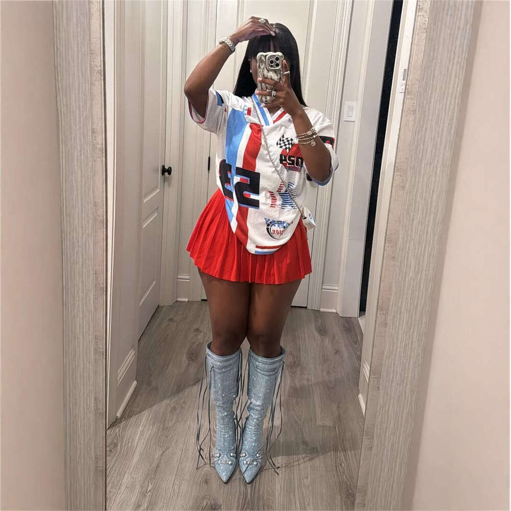 Autumn New Loose Simple Printed American Style Sports Casual Short Sleeve Color Block T-Shirt Top B5