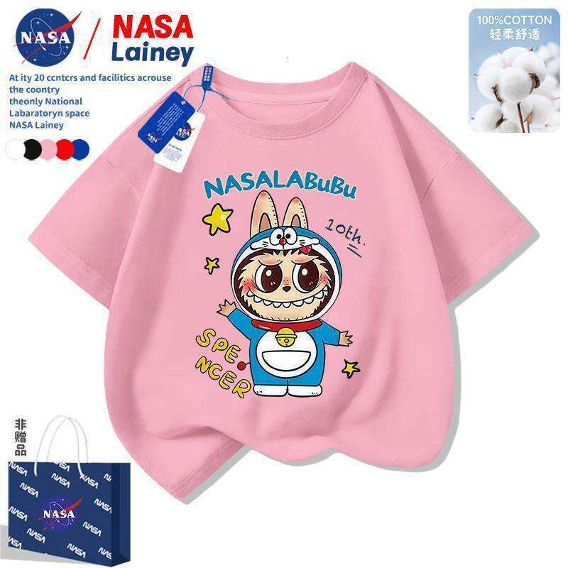 NASA Short Sleeve Unisex Children's Clothing Labubu Summer New Cartoon T-Shirt Cute Versatile Top