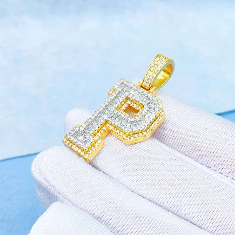 Personalized Two-tone Letter Pendant925Silver Moissanite Hip Hop Style Personality Can Pass Diamond Selector Pendant