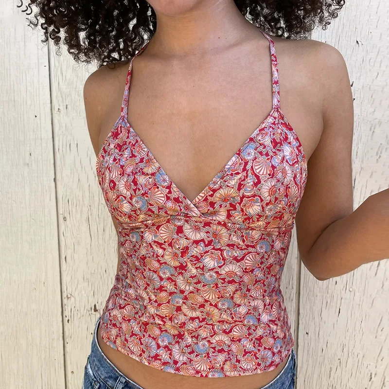 Fashionable Printed Slimming Strap Womens Top Q25TP134 Style Summer Arrival Backless Hybrid Fabric Vest 250613