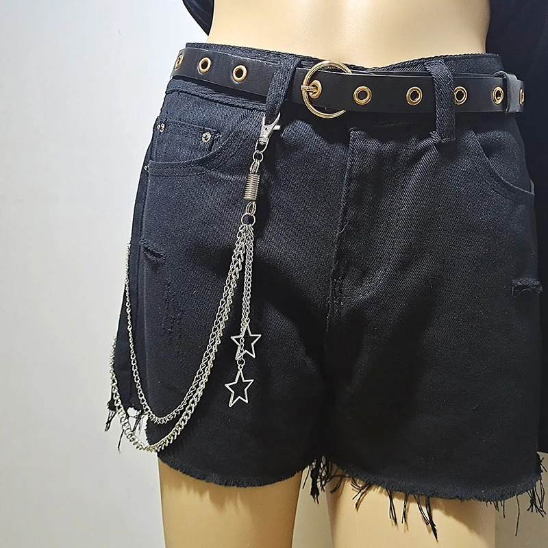 Punk Steet Keychains Chain Women Men Moon Star Rivets Skull Accessories Choice Rock Goth Pants Waist Belt On Jeans Jewerly 250606