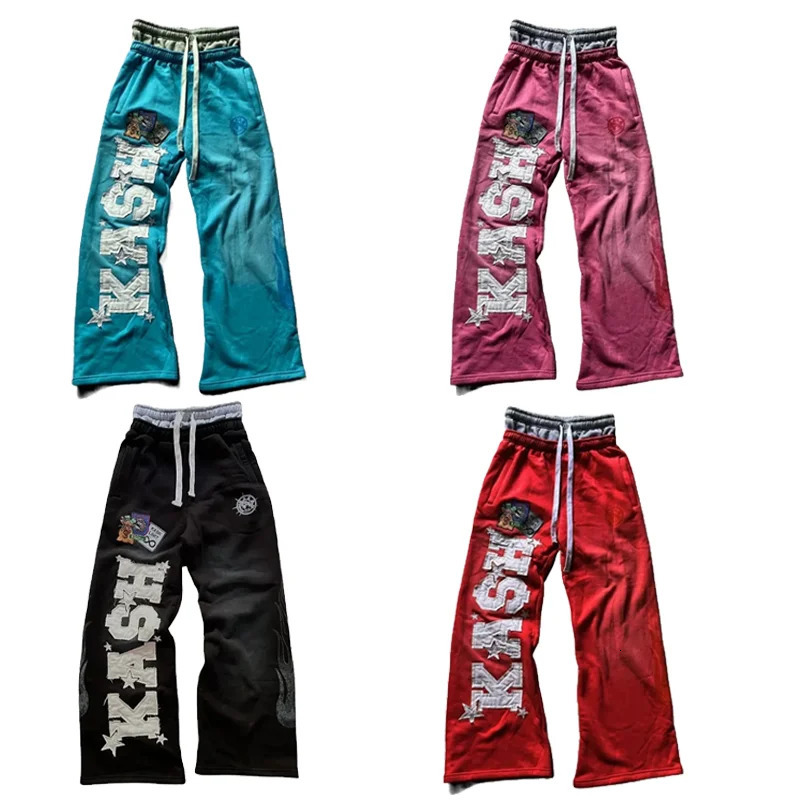 Y2K pants Harajuku double waist Embroidered patch Sweatpants vintage Men Wome Streetwear Hip Hop High waisted Wide Leg Pants 250612