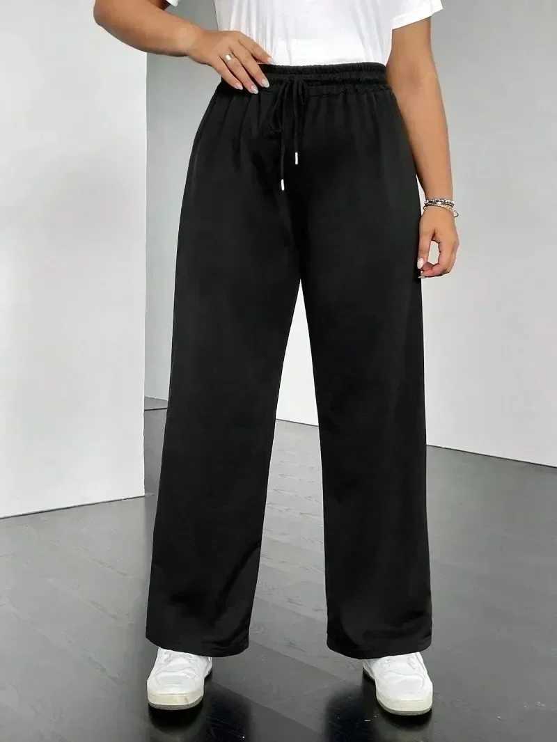 Womens Fashion Plus Size 1X-5XL Drawstring Pants Spring Autumn Solid Color Casual Fashion Versatile Comter Popular Pants XJ250616
