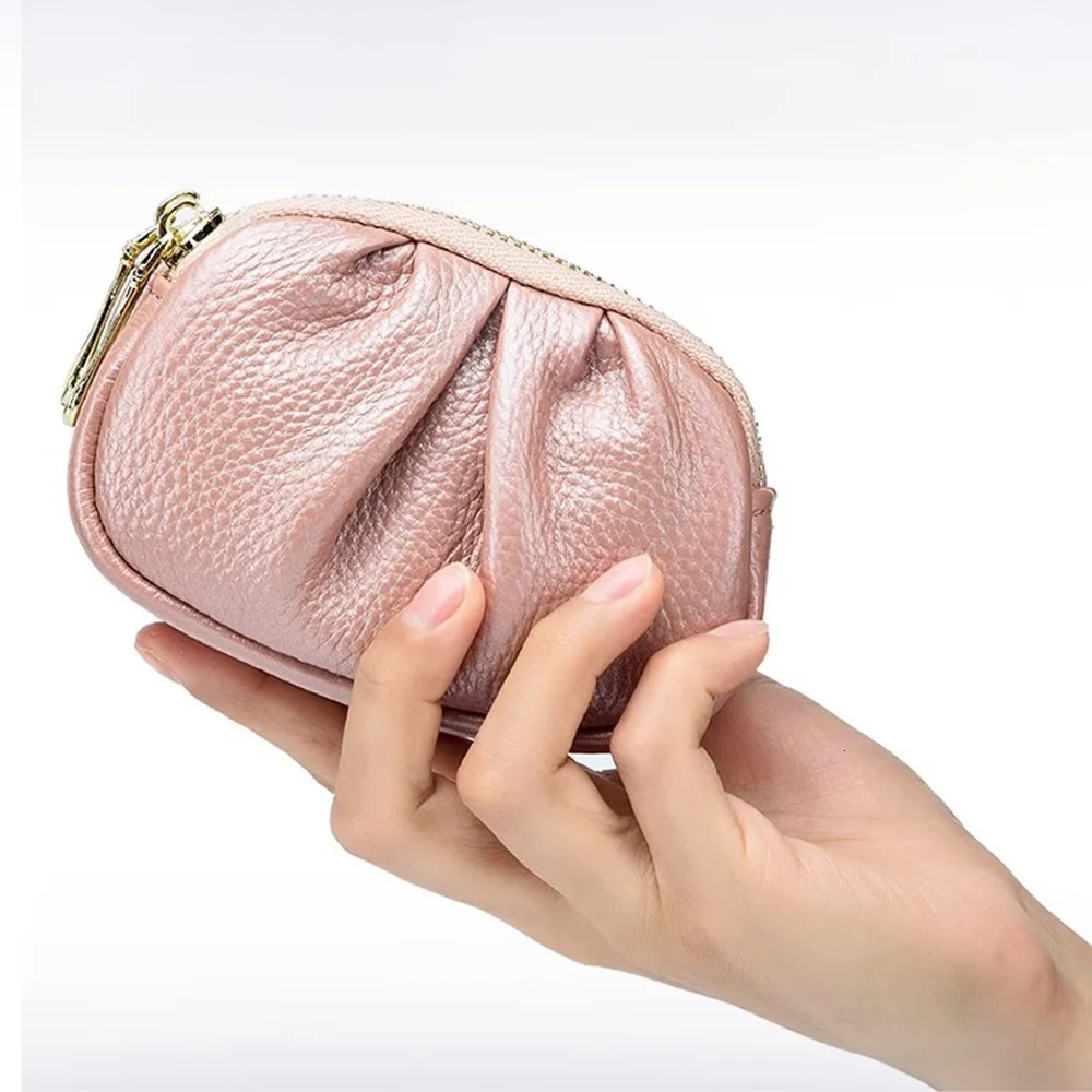 Fashion Clutch Bags Mini Coin Purse for Women Double Layered Zipper Pleated Clutches Leather Textured Multifunctional Bag 250614
