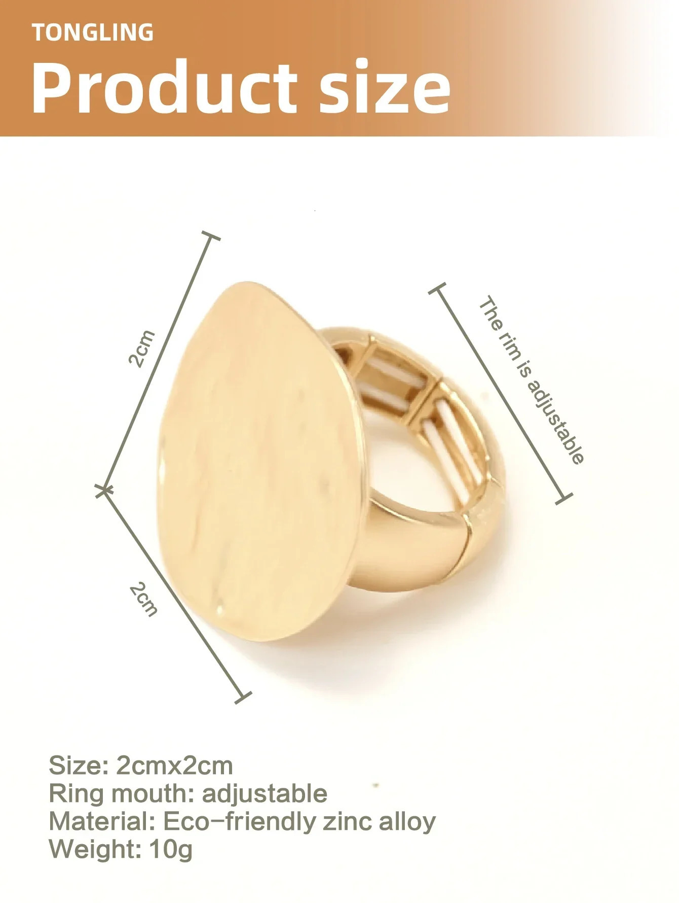 Irregular Chunky Geometric Rings for Women European and American Metal Round Rings Adjustable Elastic Rope Ring Fashion Jewelry 250610