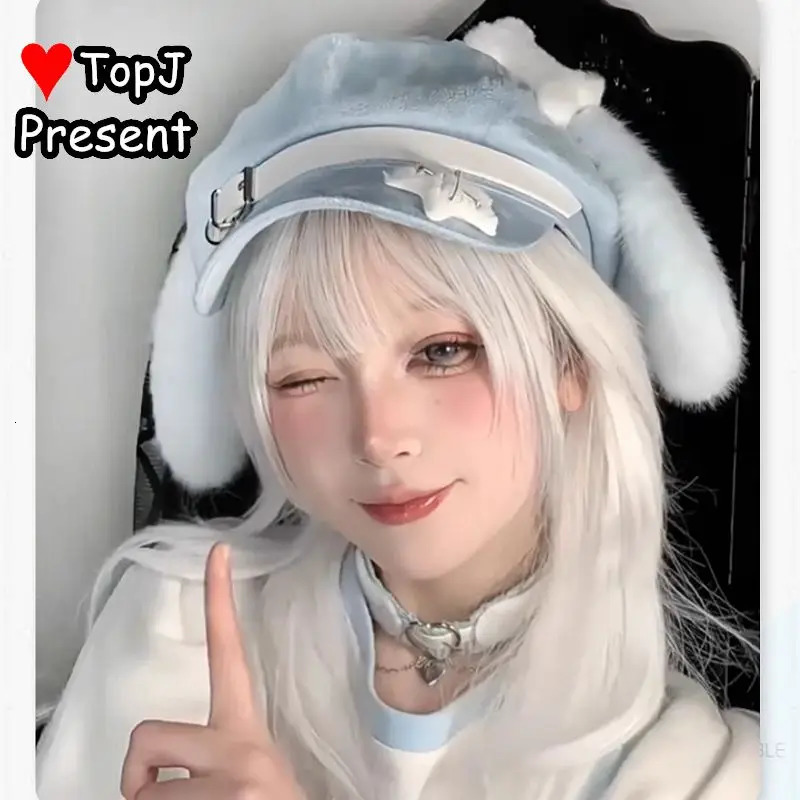 Womens Lolita fluffy Gothic Harajuku Spicy Girl star Versatile Retro Miss Style Spring puppy ears octagonal cap spaper hat 250604