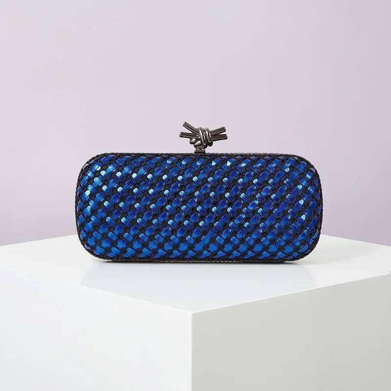 Designer bag 52 Woven Evening Bag for Women Microfiber Handbag Formal Wedding Prom Party Contrast Color Knot Braid Clutch with Chain Small Bags