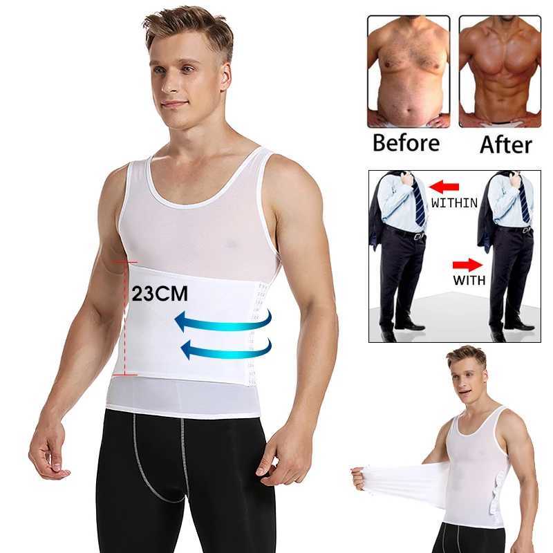 Shape Men Slimming Body Shaper Waist Trainer Vest with Tummy Control Girdle Posture Back Correction Abdomen Tank Top Shapewear W250616