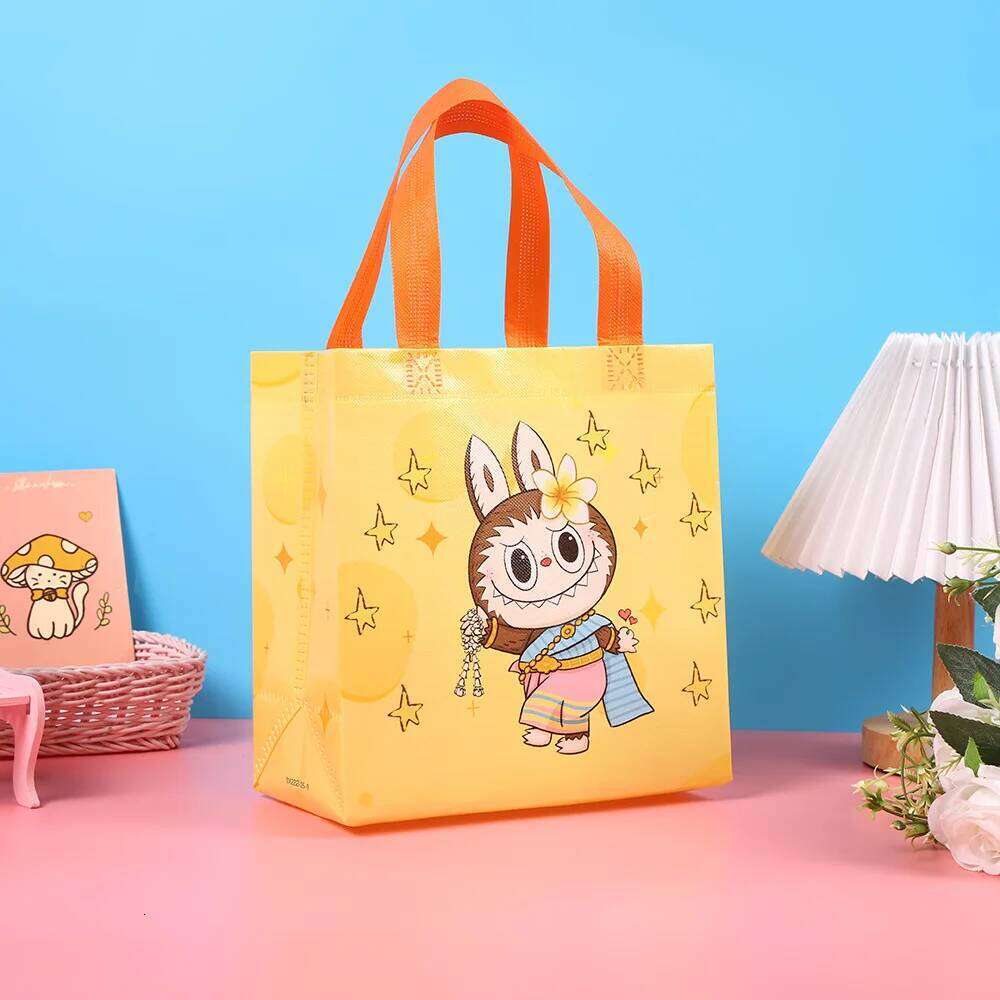 Women's Bags Designer 5/10Pcs Cartoon Labubu Candy Snacks Waterproof Non-Woven Gift Tote Bags Shopping Portable Bag For Gifts 23X22x11cm