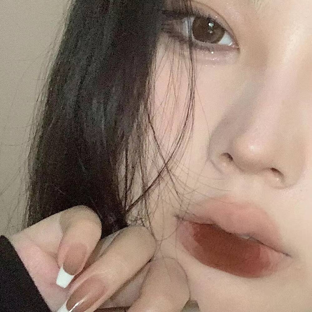 6 Color Brown Glaze Matte Liquid Lipstick Peach Pink Waterproof Velvet Nude Red Lip Mud Cheek Rouge Tint Cosmetics happy