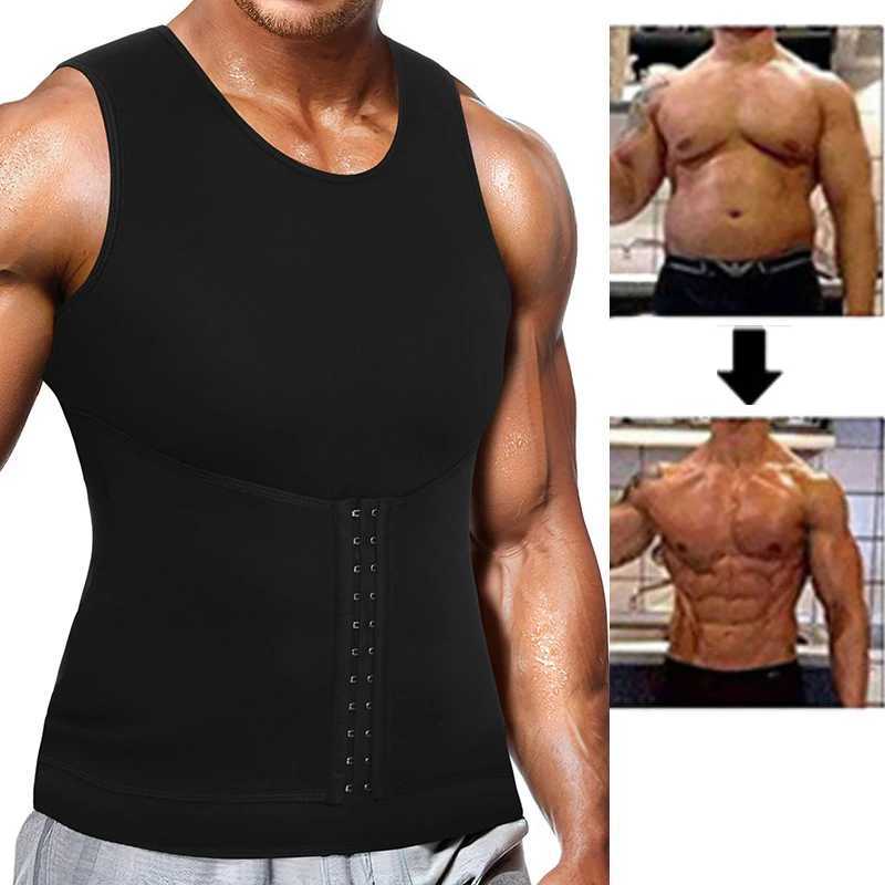 Men Reductive Girdle Body Shaper Sauna Vest Tummy Control Shirt Sweat Corset Slimming Belly Fat Burner Chest Compression Binder W250616