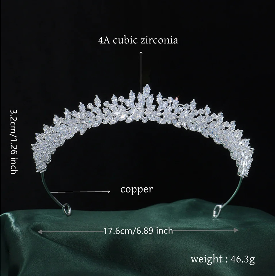 Princess Wedding Tiaras Crowns Bridal Headbands CZ Zirconia Bride Crown Headdress Birthday Party Prom Hair Jewelry Headpiece 250603