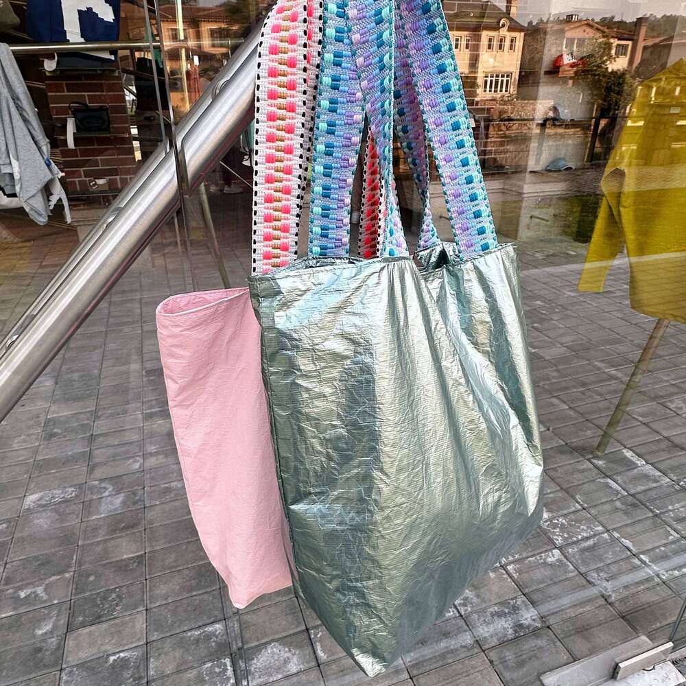 Fashion Dupont Paper Women's Shoulder Large Capacity Lightweight Shopping Beach Bag Summer Vacation Handbag