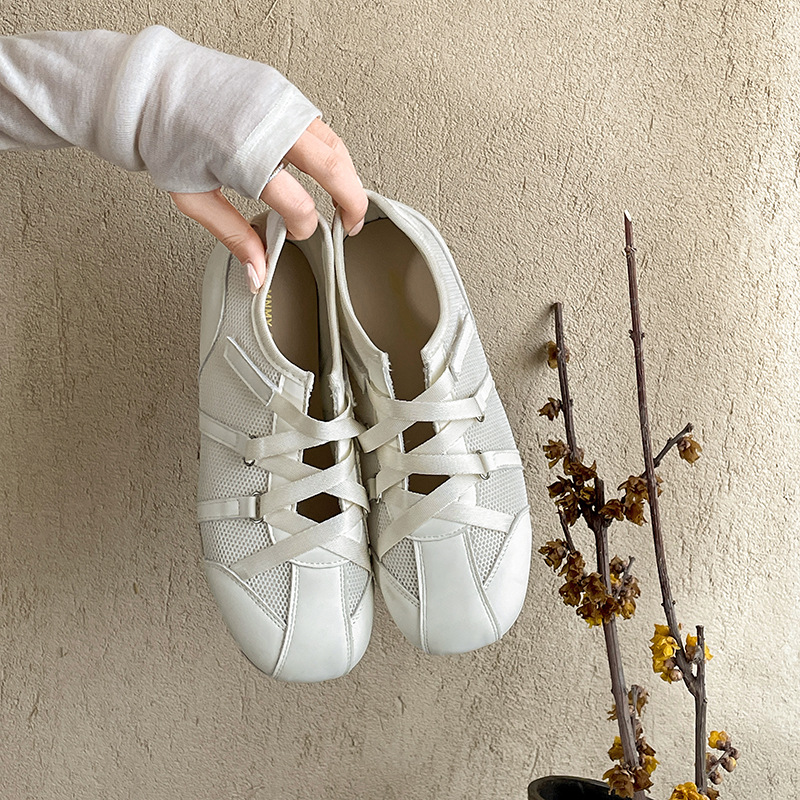 designer shoes Women's 2025 Spring Retro and Versatile Yellow Soft - soled Ballet - style Flat Training Shoes for Casual Sports
