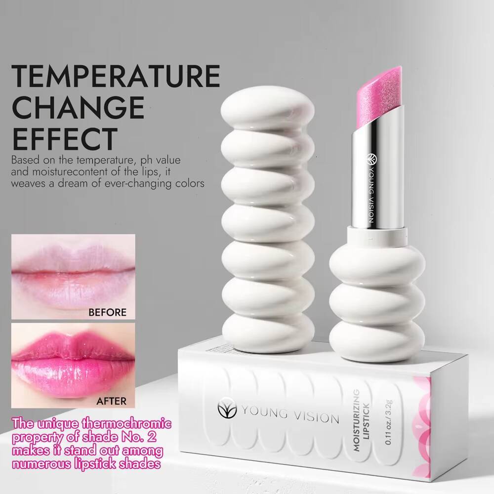 Spiral Moisturizing Colored Balm Shimmer Pink Temperature Change Glossy Lipstick Base Transparent Anti-dryness Lip Care happy