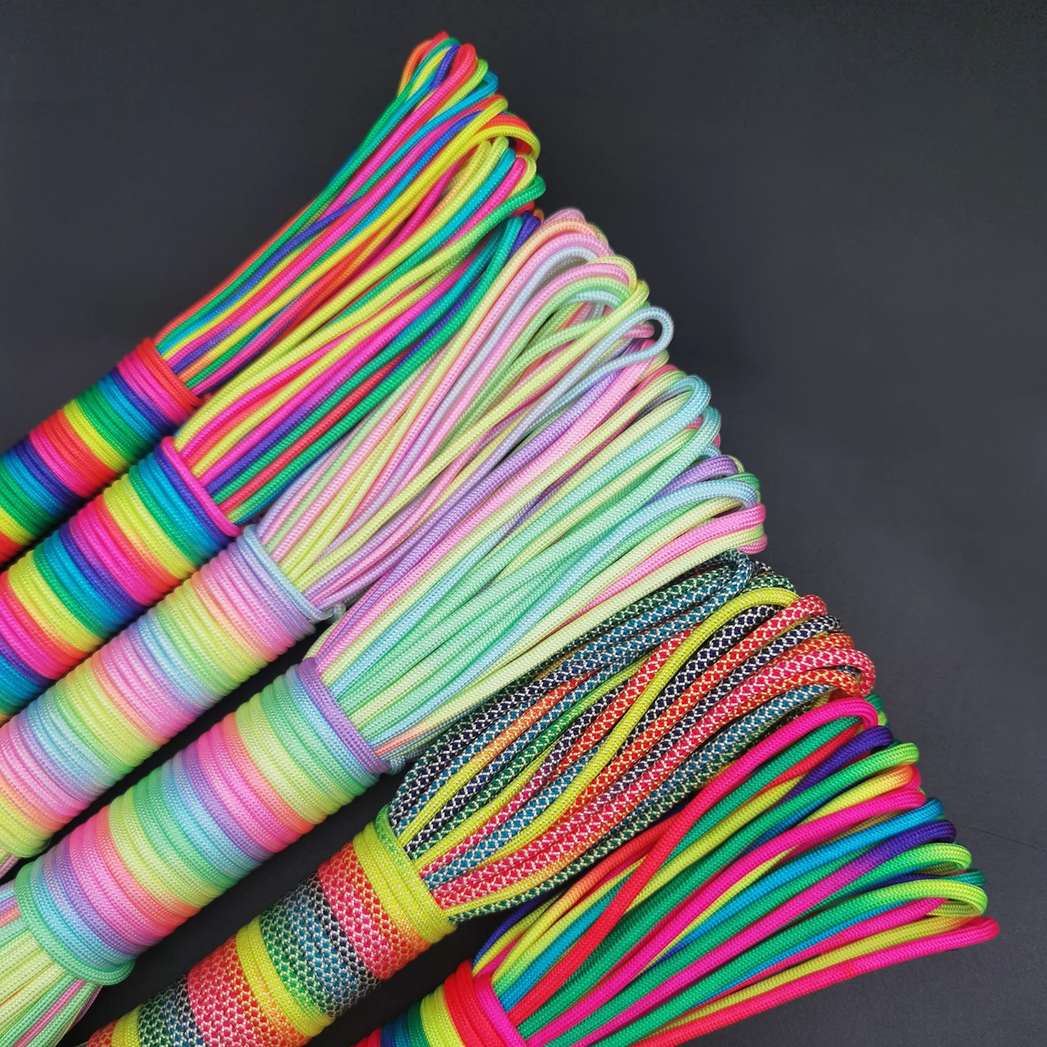 5m10m31m2mmm4mm diameter Rainbow rope 7 strands parachute Climbing camping survival gear bracelet 250611