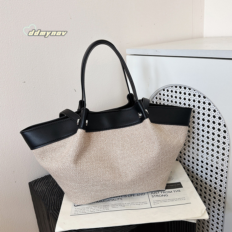 New Canvas Patchwork Tote for Women, Shoulder Handbag, Commuter Large Capacity Bag, Versatile Crossbody Bag ddmynov ddmynov ddmynov