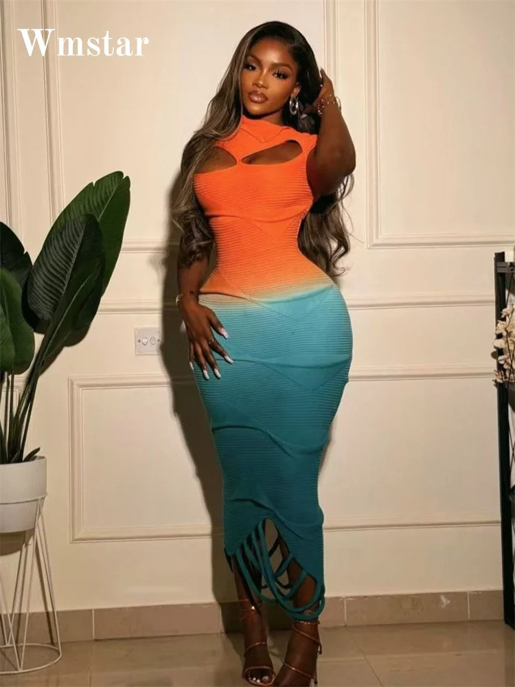 Dresses for Women 2025 Wholesale Cross Neck Hollowed Out Black Fringed Knitted Patchwork Maxi Dress Fashion Street Wear 250616