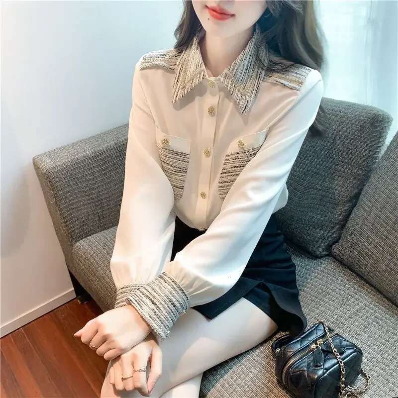 Summer Shirts Blouses for Women Full Long Sleeve Woman Top Chiffon Sale of Beautiful in Promotions Korean Style Streetwear M S