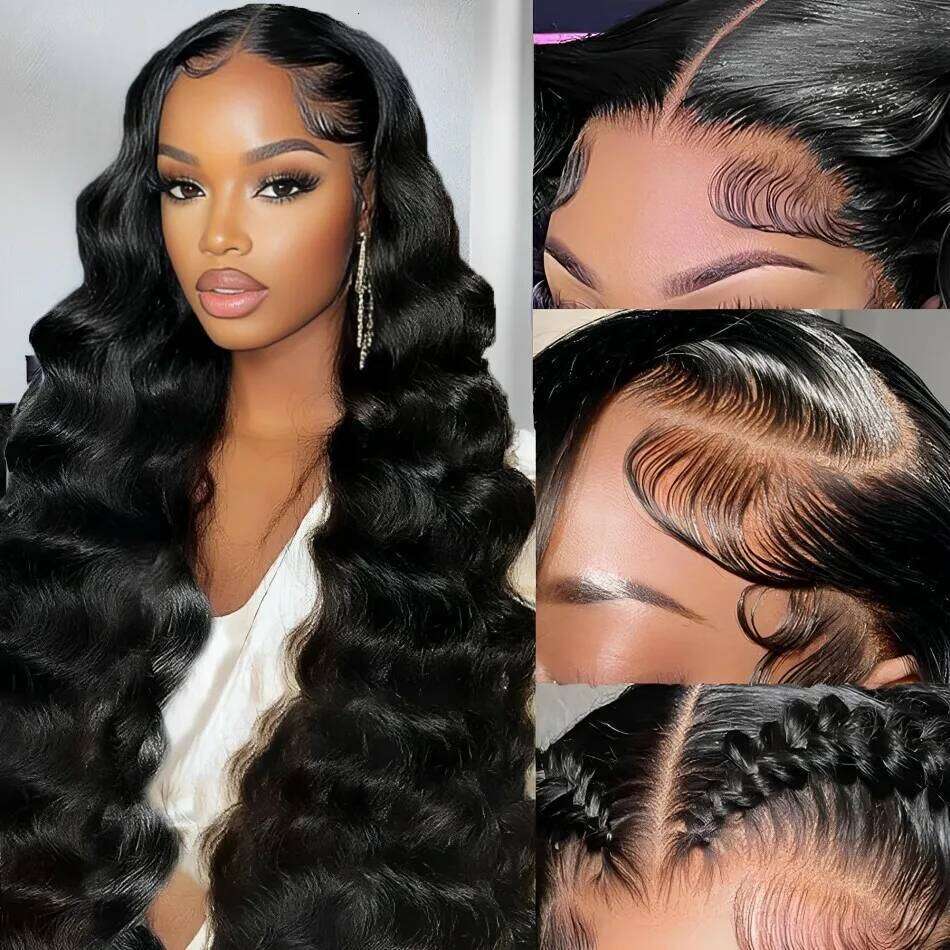 Glueless Body Wave Frontal Human Hair Wigs Brazilian 13X6 13X4 Pre Cut Hd Transparent Lace Front Wig 220 Density 30 32 Inch