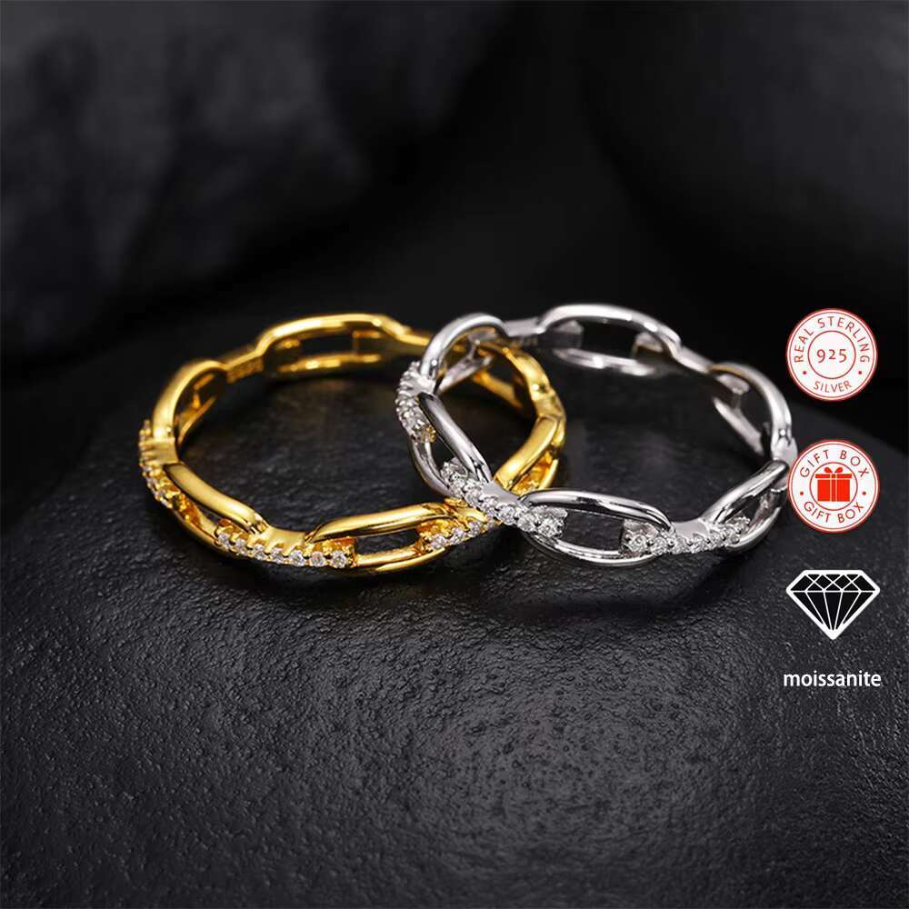 1pc Stylish Luxurious Iced Out Moissanite Ring Hip Hop Style Ring