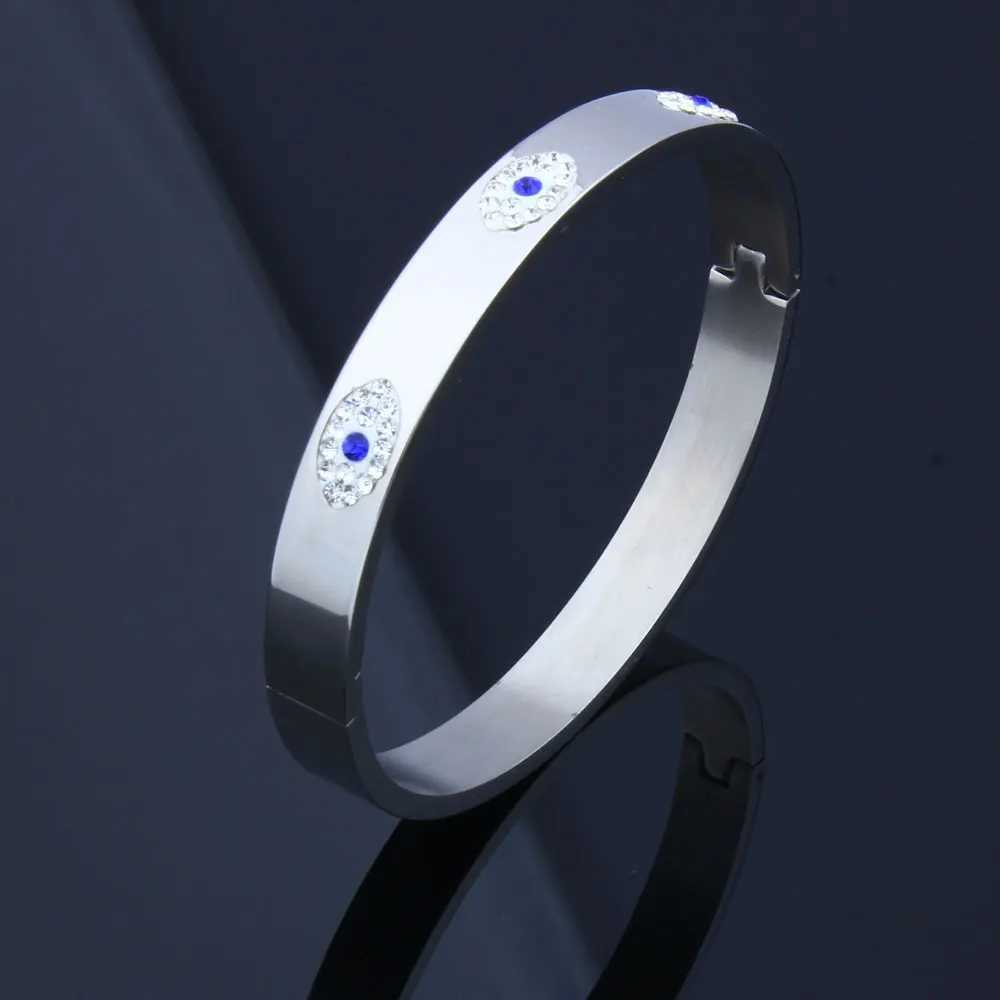 XUANHUA Stainless Steel Cuff For Women Fashion Evil Eye Bangle Luxury Crystal Indian Bangles Women Accessories Z250616
