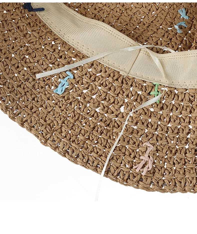 New Arrival Womens Summer Straw Hat - Hand-Crocheted Foldable Colorful Panama Straw Bucket Hat for Beach Travel Trendy Outdoor Looks U250616