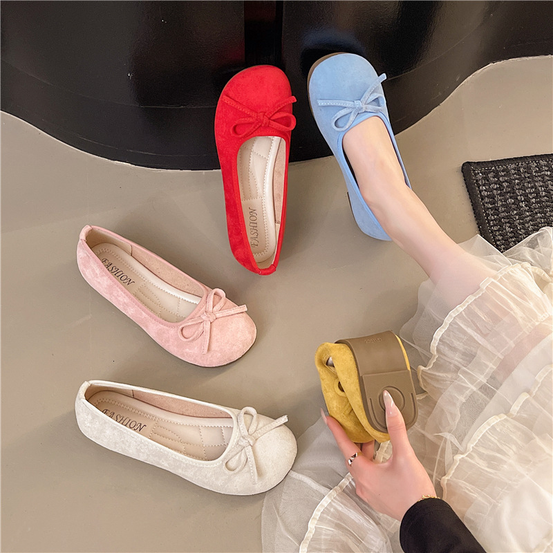 Ddmysports French Style Bowknot Round Toe Ballet Fairy Flat Gentle Evening To Match Dress Shallow Mouth Single Shoes Outdoor Shoes